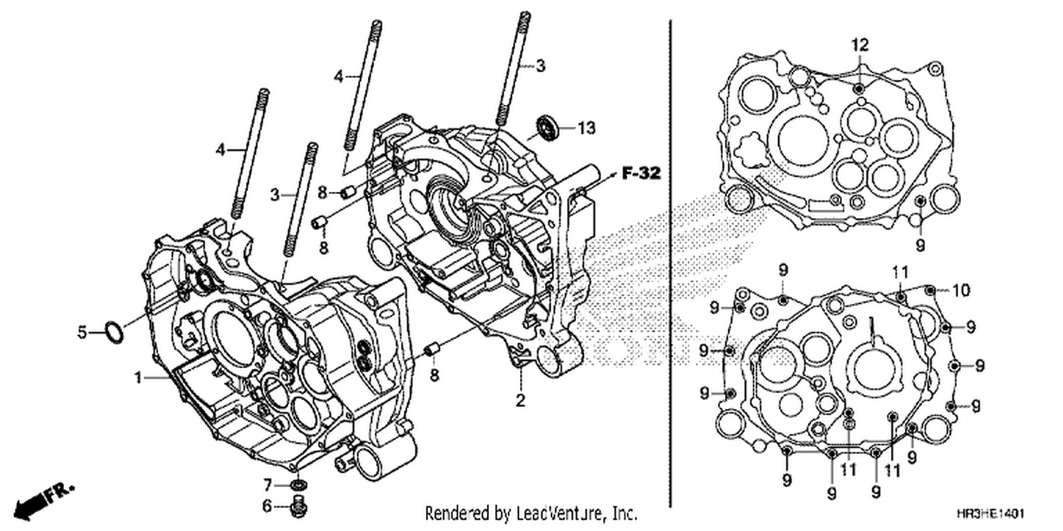  1 CRANKCASE (TRX420FE1/FM1/FM2/TE1/TM1)