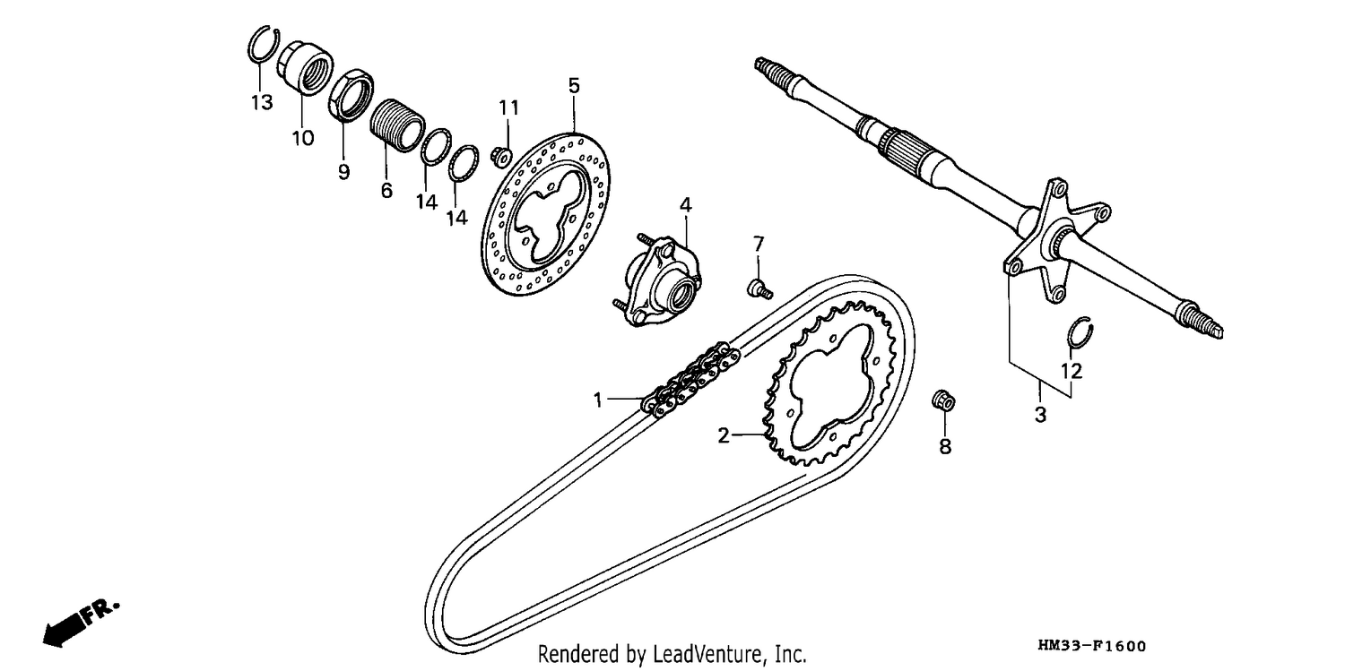 REAR WHEEL AXLE/ DRIVE CHAIN