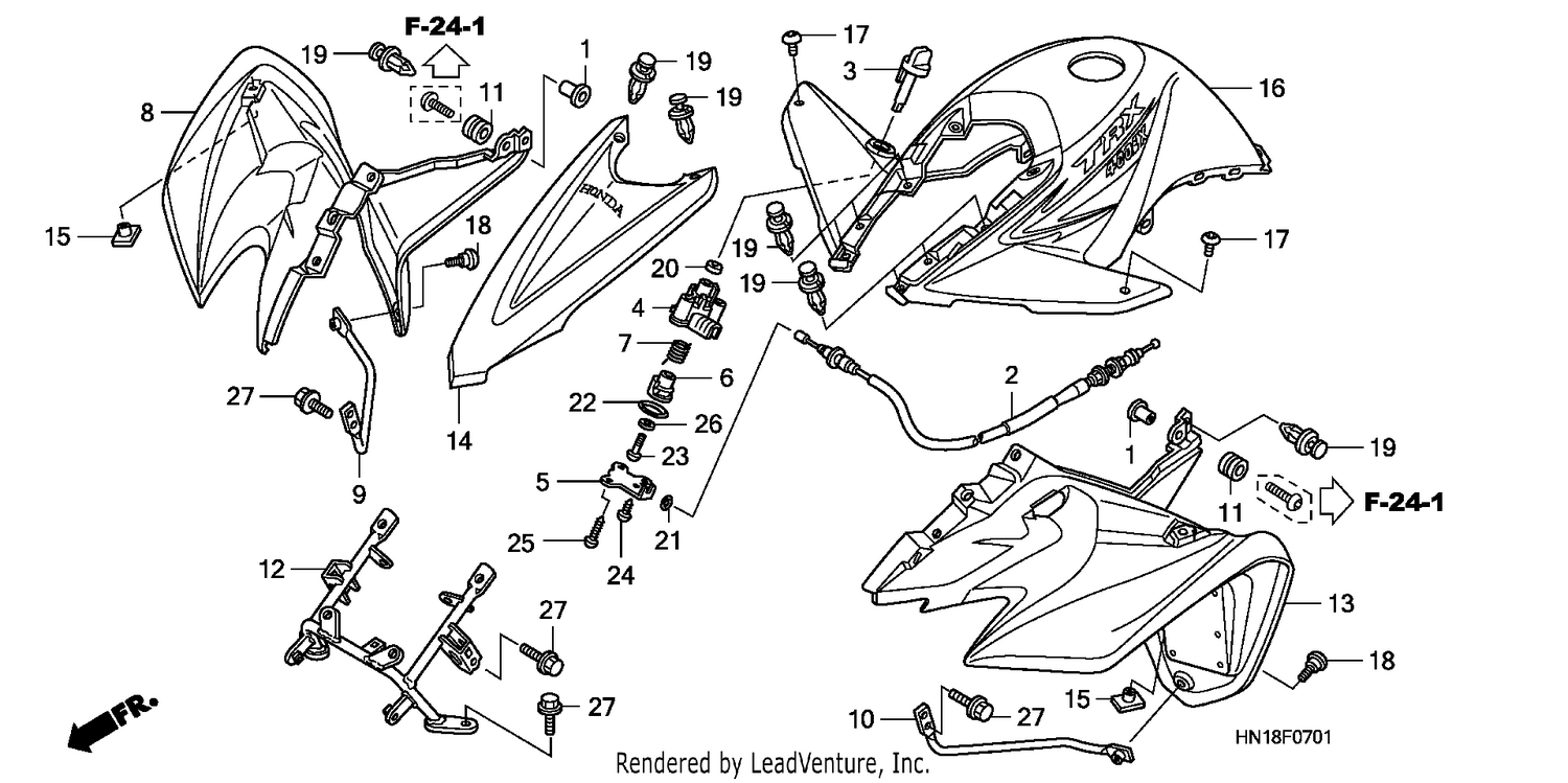 FRONT FENDER/REVERSE LEVE R (TRX400EX8/X9)