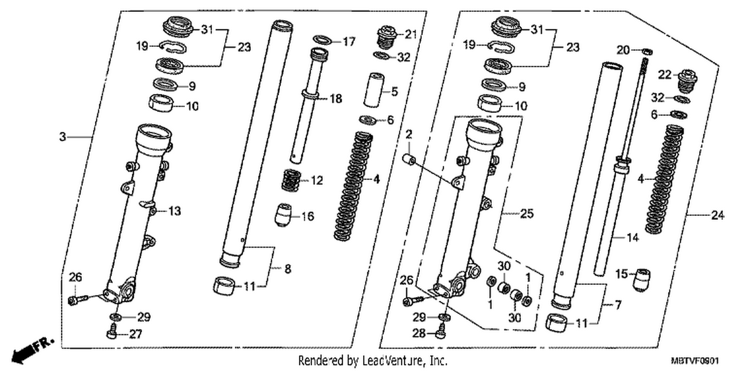  1 FRONT FORK (XL1000VA)