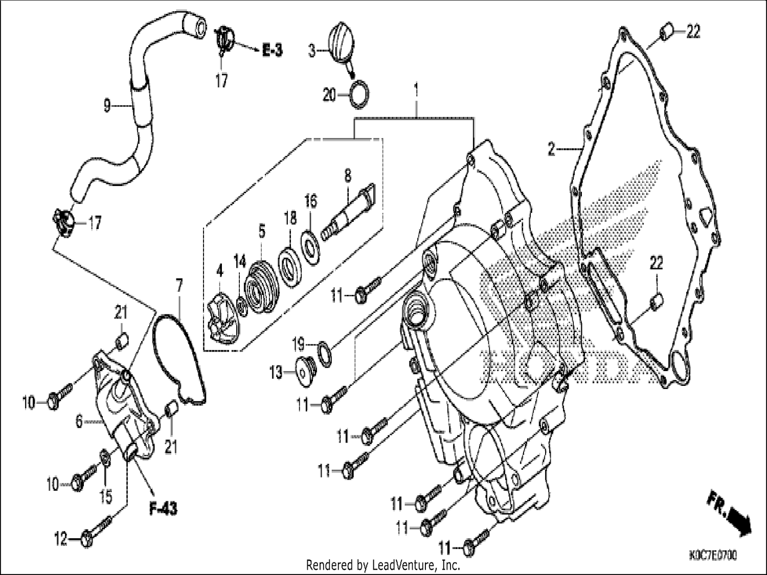  RIGHT CRANKCASE COVER/WATER PUMP