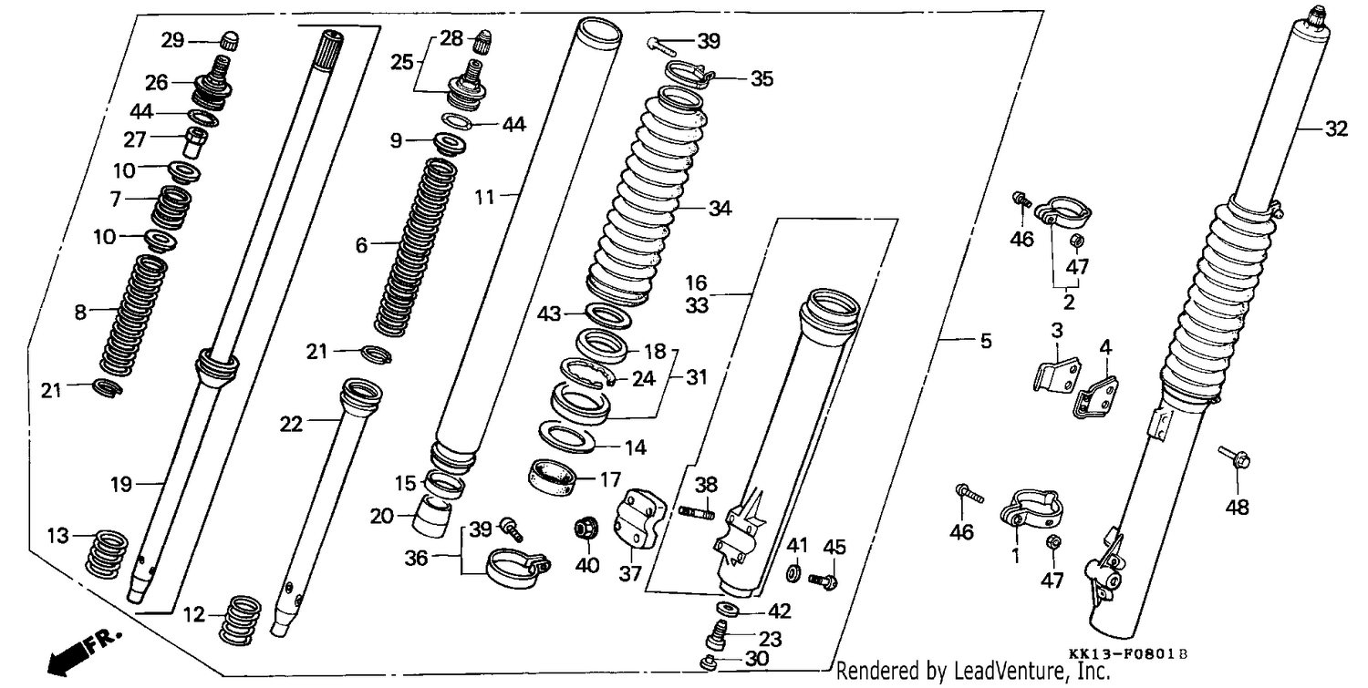 FRONT FORK (XR250RG/RH/RJ/RK/RL/RM)