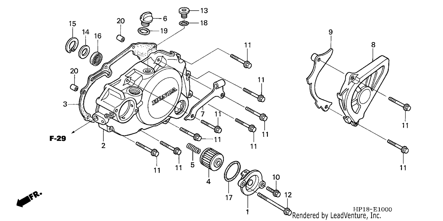 L. CRANKCASE COVER (TRX450R4,5)