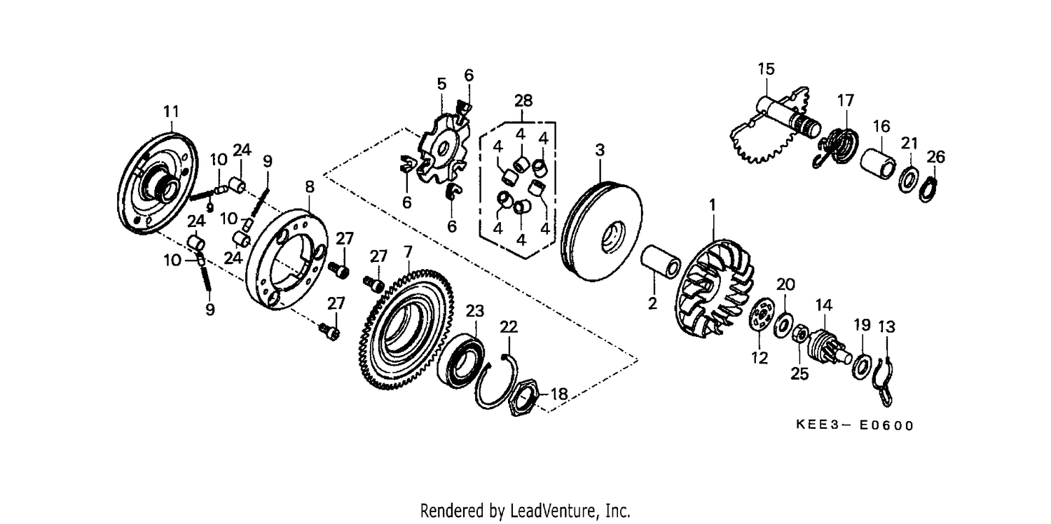 DRIVE FACE/ KICK STARTER SPINDLE