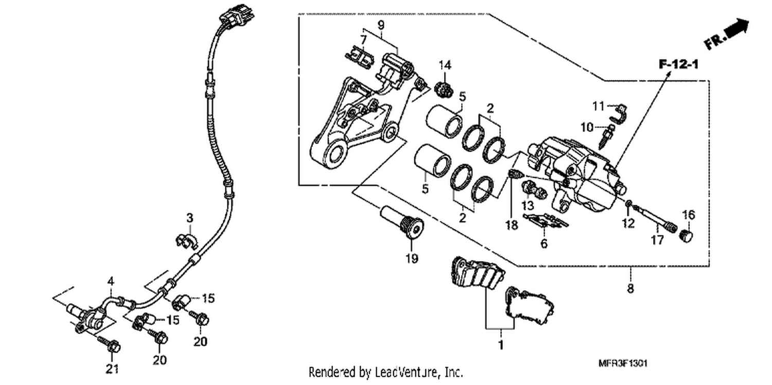  1 REAR BRAKE CALIPER (VT1300CXA)
