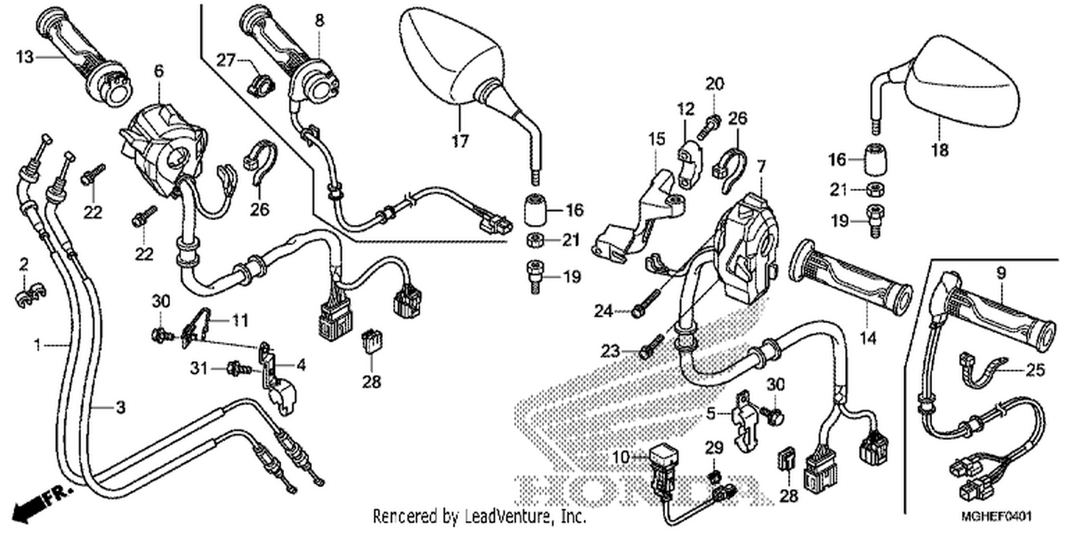  1 SWITCH/CABLE/MIRROR (VFR1200XD/XDA/XDL/XDS)