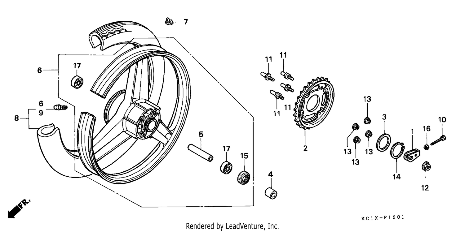 REAR WHEEL (CB125TDJ/TP)