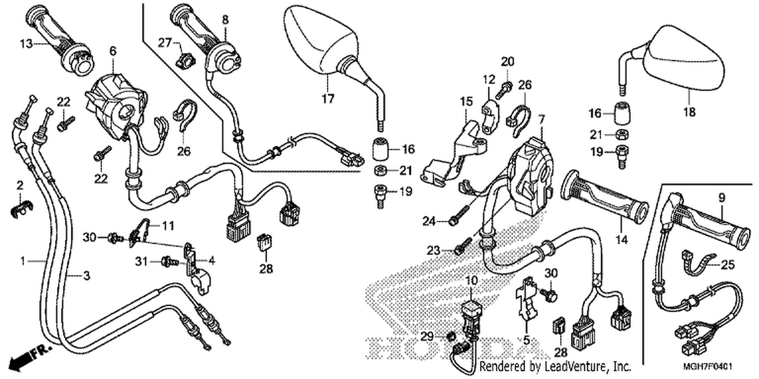  1 SWI TCH/ CABLE/ MI RROR (VFR1200XD/ XDA/ XDL/ XDS)