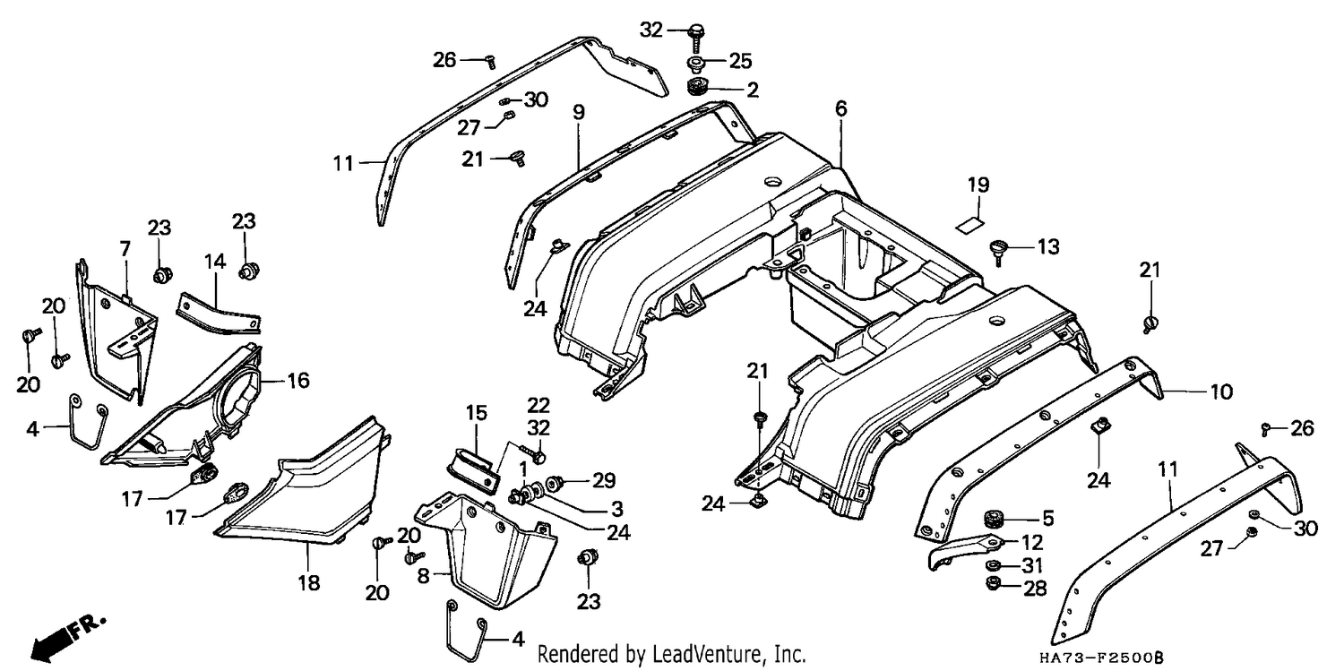 REAR FENDER (TRX350G/H/DH/J/DJ)