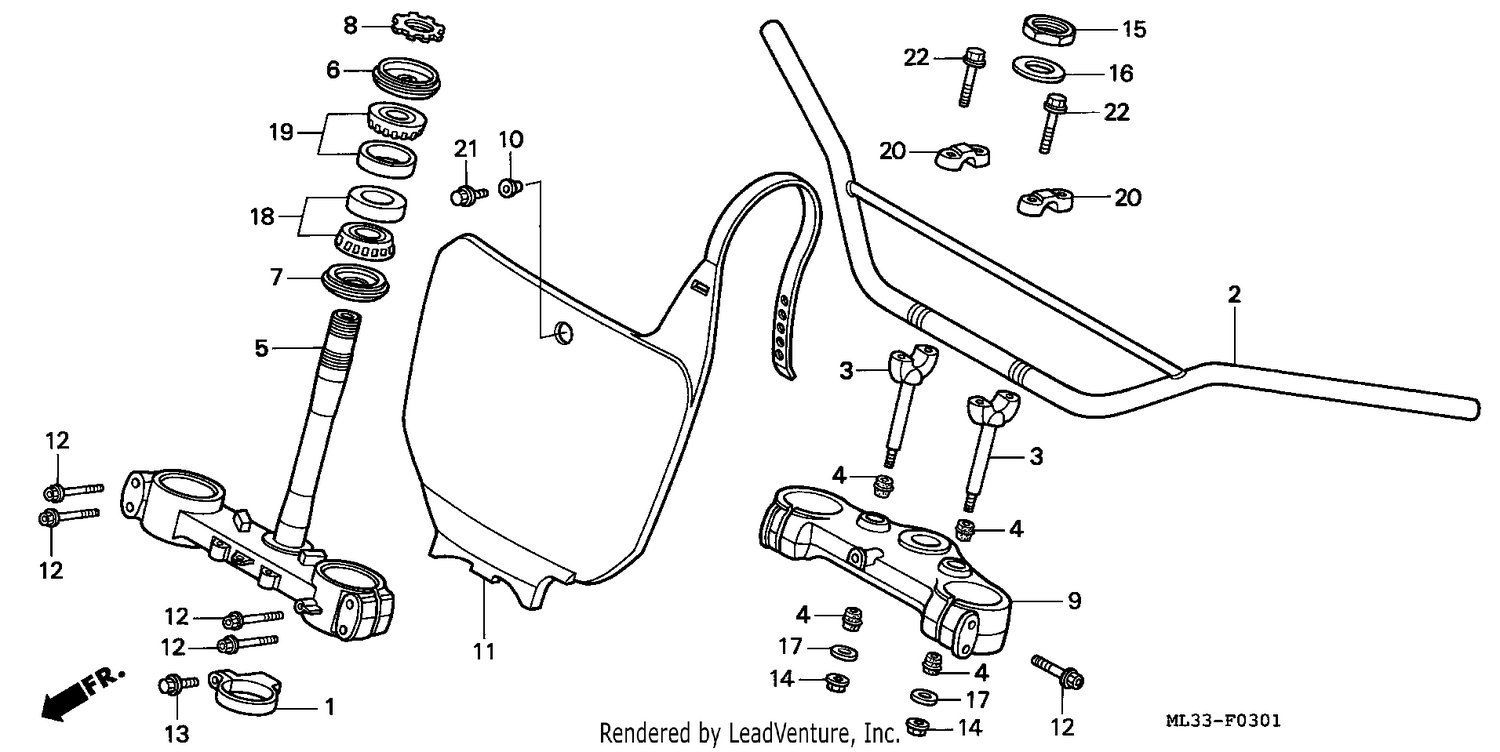 HANDLE PIPE/TOP BRIDGE/ STEERING STEM (CR500RS)