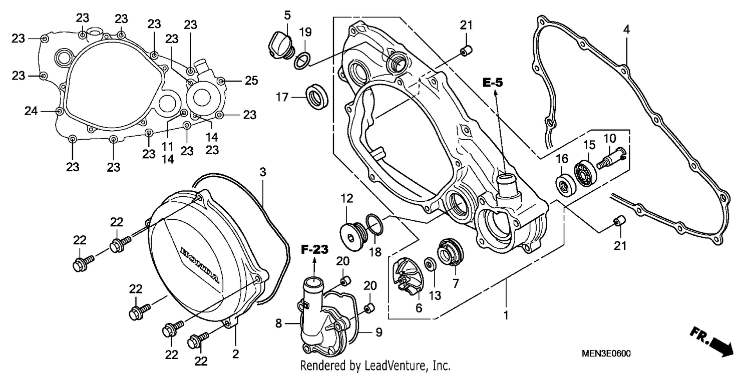 R. CRANKCASE COVER/WATER PUMP