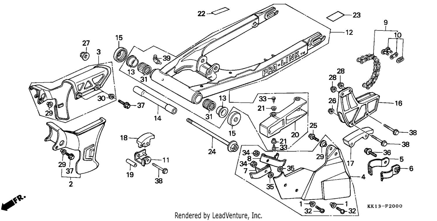 SWINGARM/CHAIN CASE (XR250RE/RF)