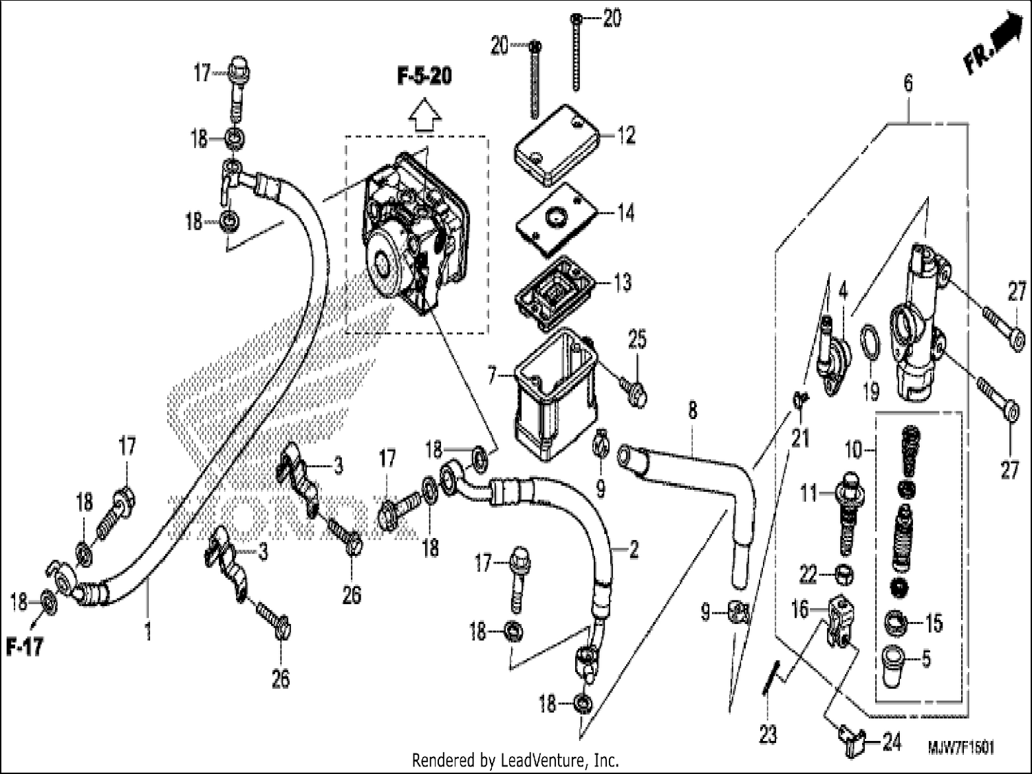  1 REAR BRAKE MASTER CYLINDER (CB500FA)