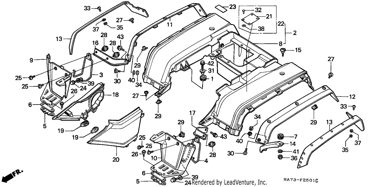 REAR FENDER (TRX350K/DK/L/M/N/P)
