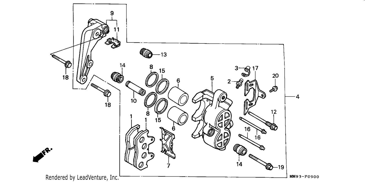 FRONT BRAKE CALIPER (XL600VH/VJ/VK/VL)