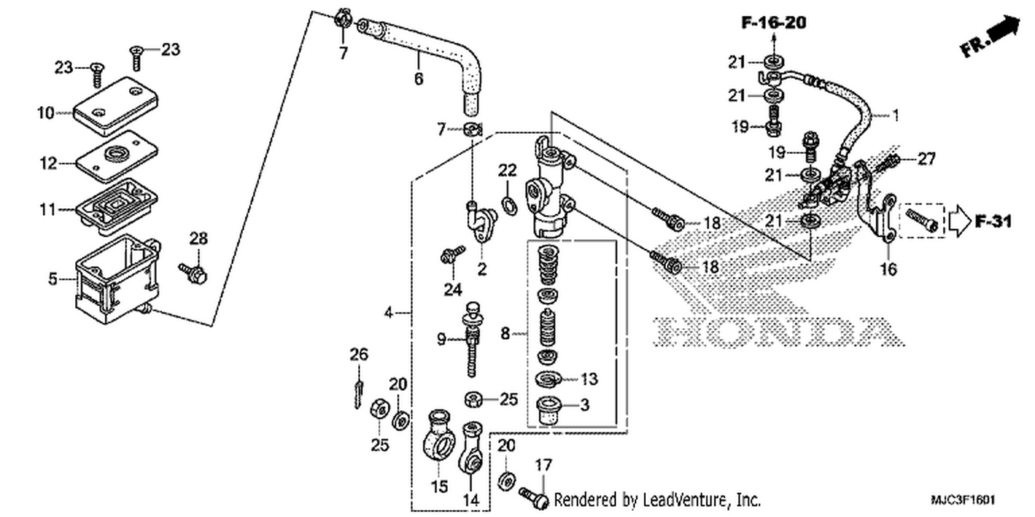  1 REAR BRAKE MASTER CYLINDER (CBR600RA)