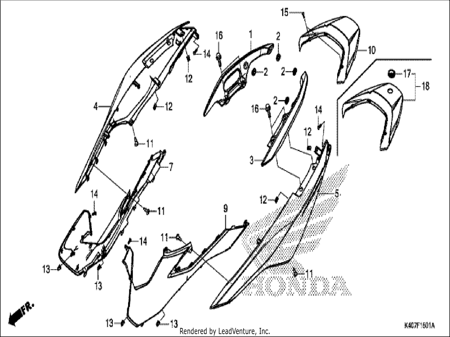 1 BODY COVER/REAR GRIP (NSS125ADK)