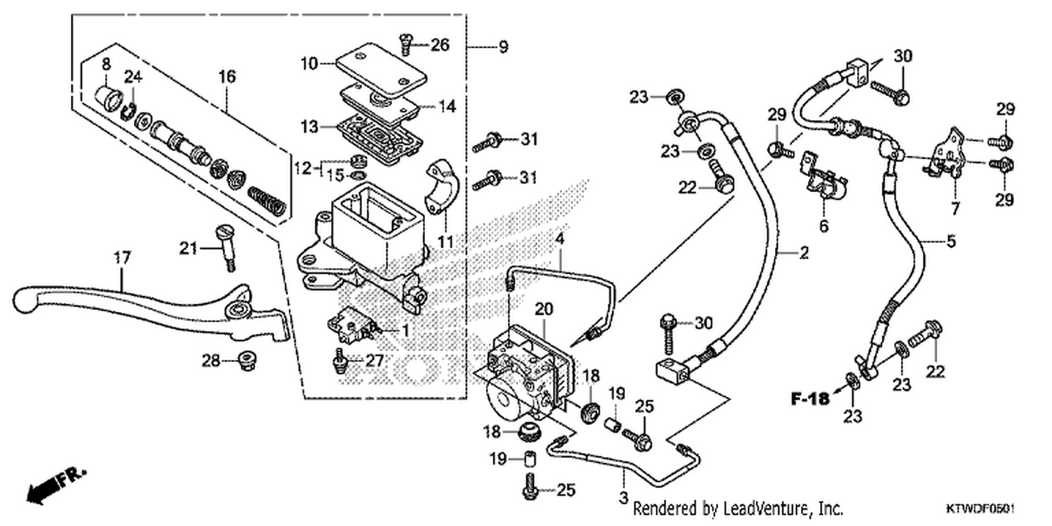  1 FRONT BRAKE MASTER CYLINDER (ABS)