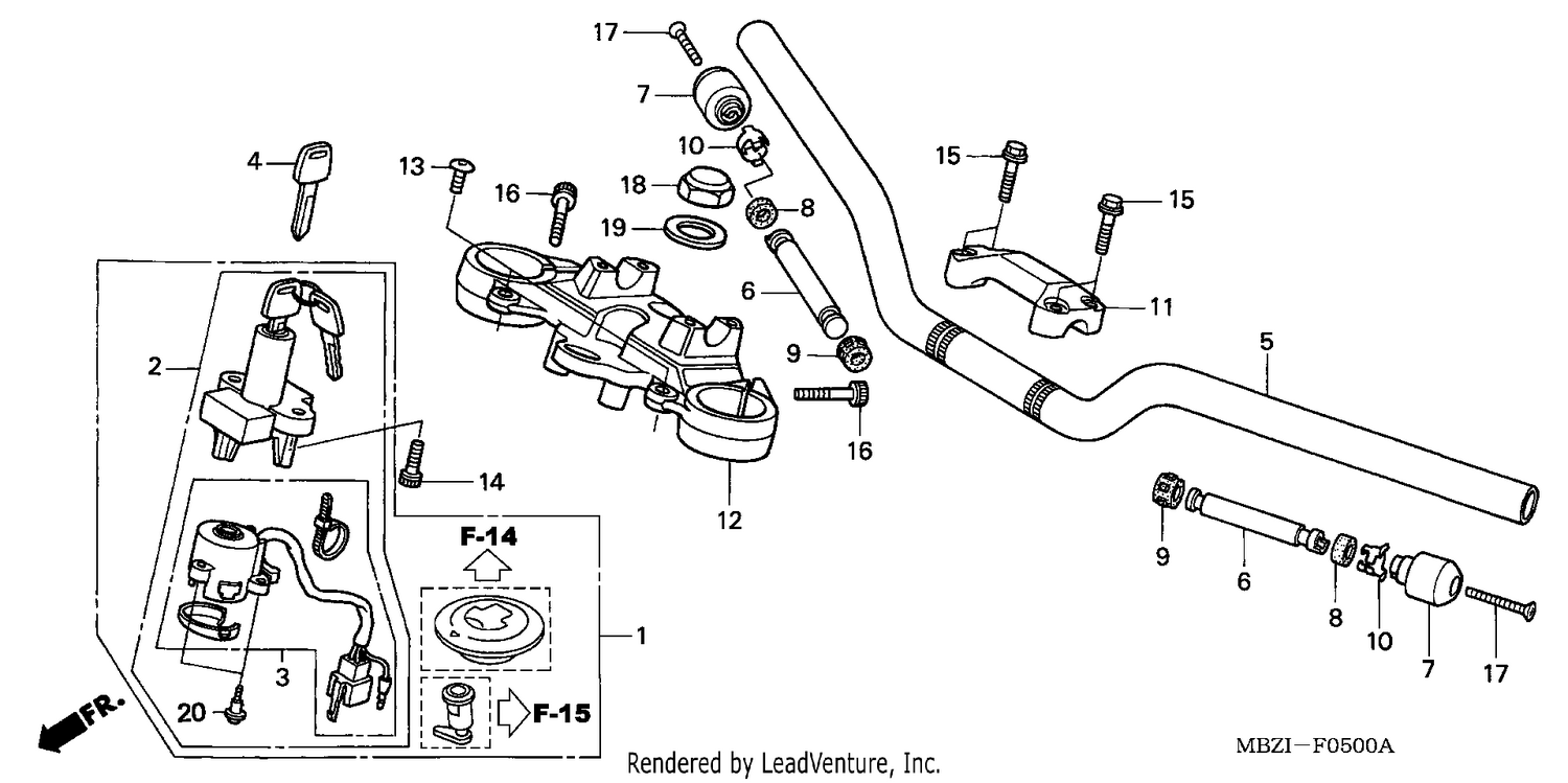 HANDLE PIPE/TOP BRIDGE (CB600F2/F22)