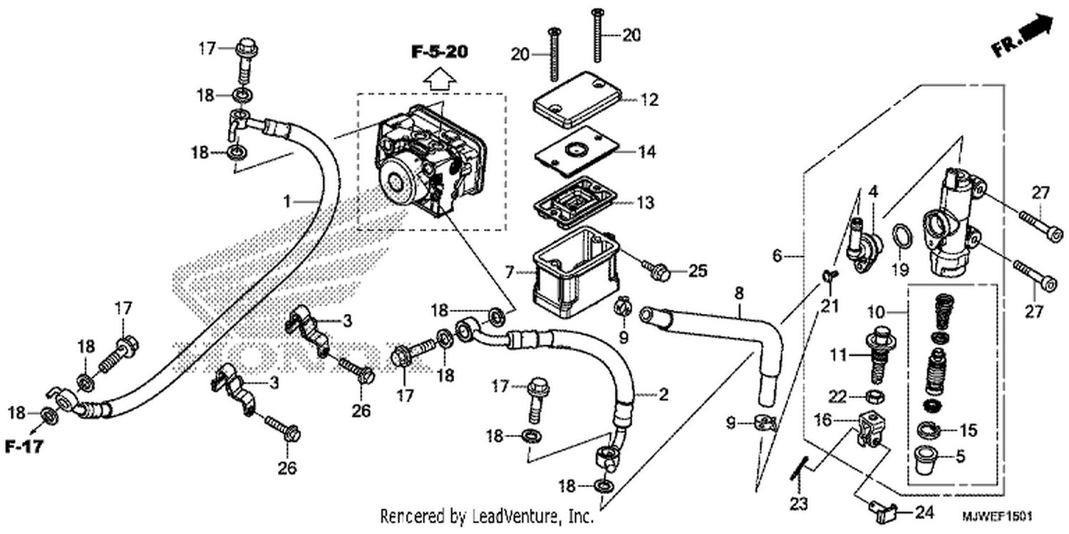  1 REAR BRAKE MASTER CYLINDER (CBR500RA)