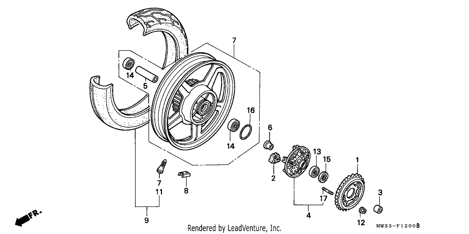 REAR WHEEL (CB750)