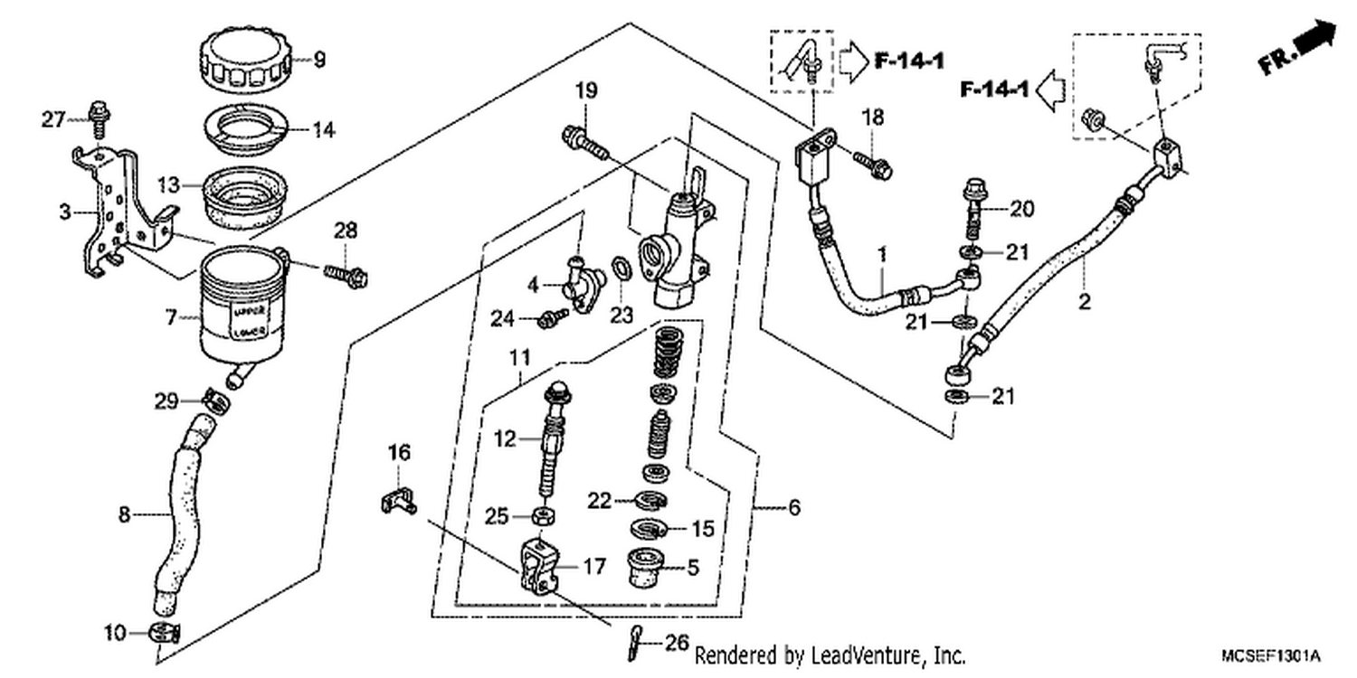  1 REAR BRAKE MASTER CYLINDER (ST1300A)