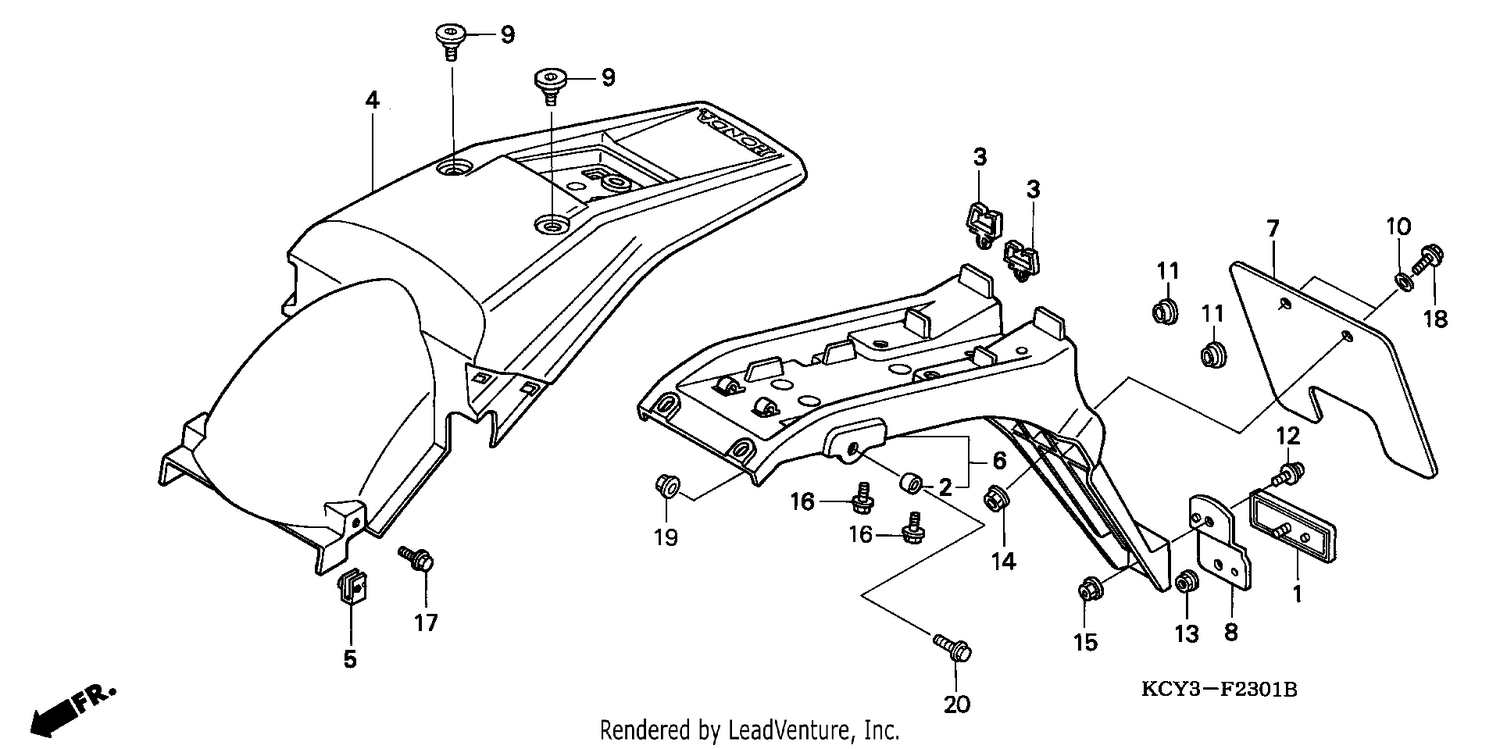 REAR FENDER (XR400RT,V,W,X-ED/DK/U)