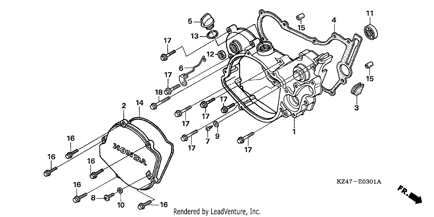 RIGHT CRANKCASE COVER (CR125R5-7)