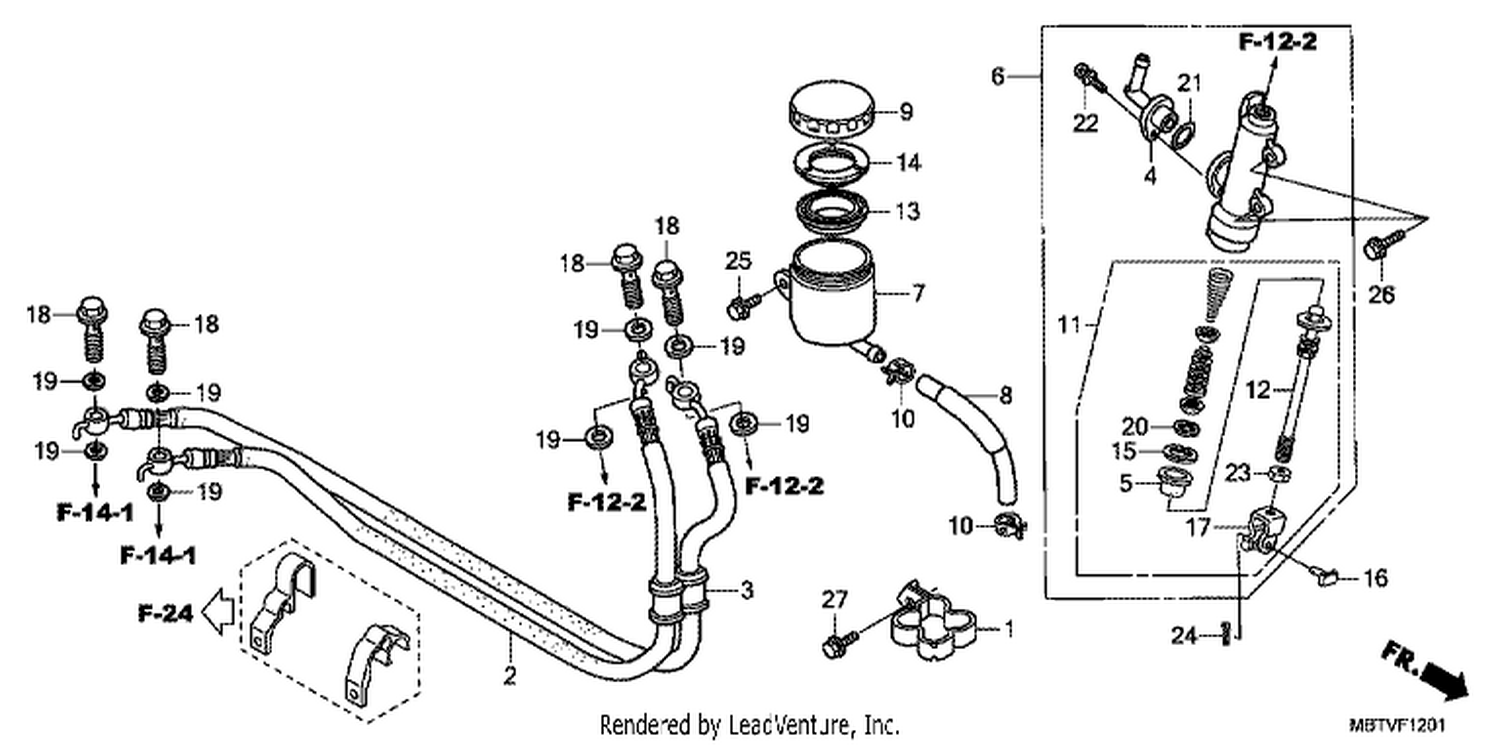  1 REAR BRAKE MASTER CYLINDER (XL1000VA)