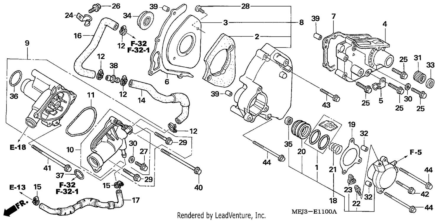 LEFT REAR COVER/WATER PUM P