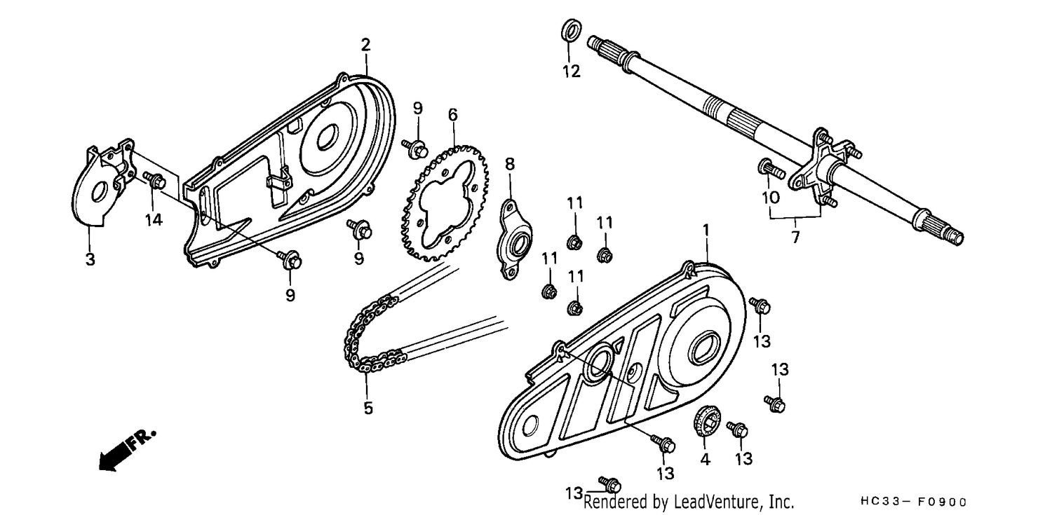 REAR WHEEL AXLE/ CHAIN CASE