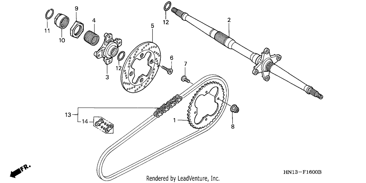 REAR WHEEL AXLE/ DRIVE CHAIN