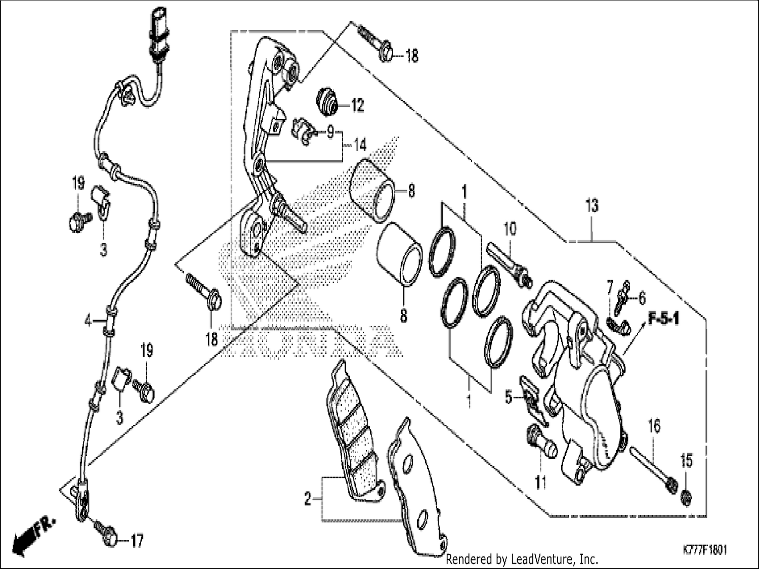  1 FRONT BRAKE CALIPER (SH125AD/SH150AD)