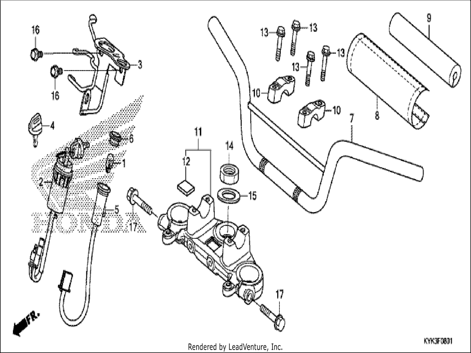  1 HANDLE PIPE/TOP BRIDGE (CRF110FK)