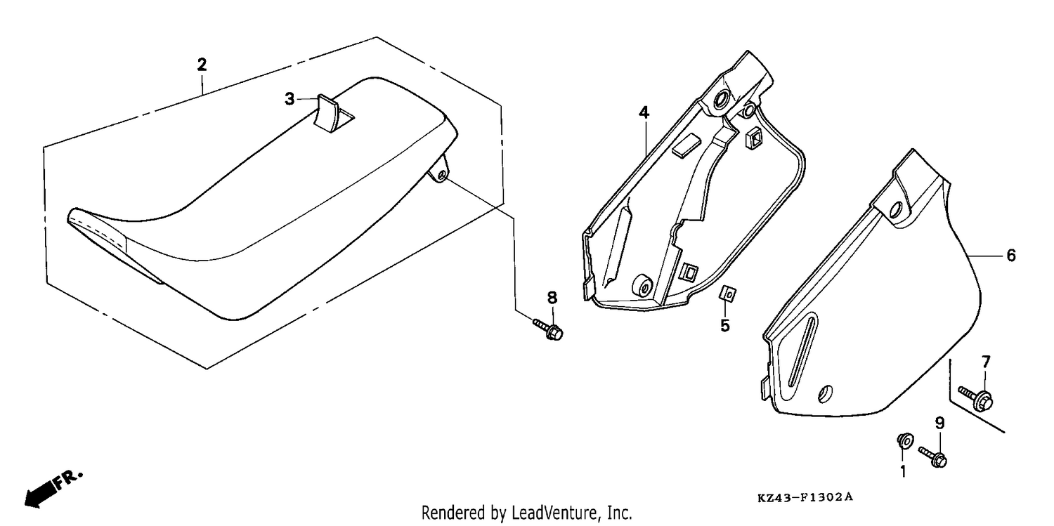 SEAT/SIDE COVER (CR125RP/RR/RS/RT/RV)