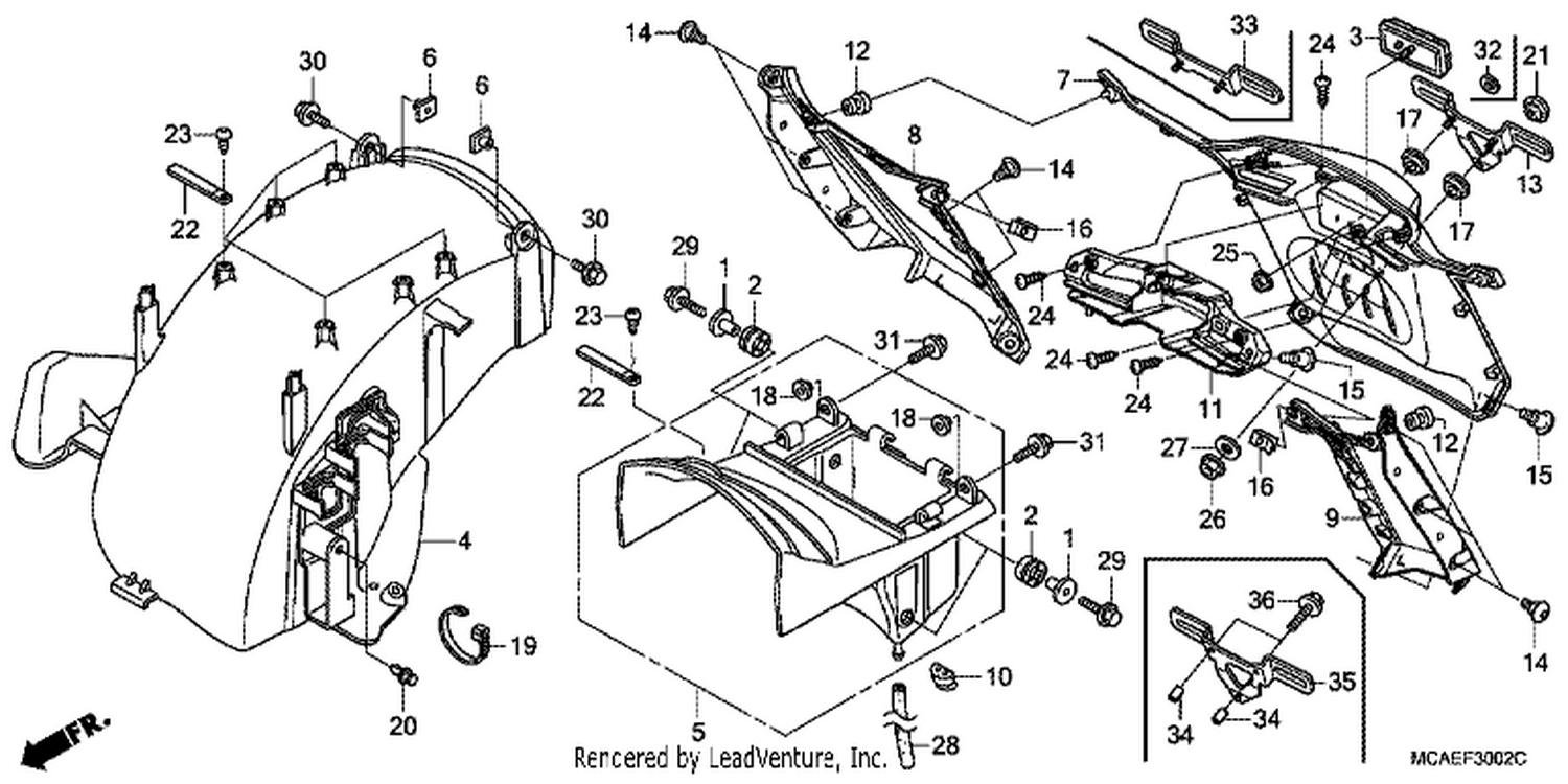  2 REAR FENDER (GL1800C/D/E/F/G)