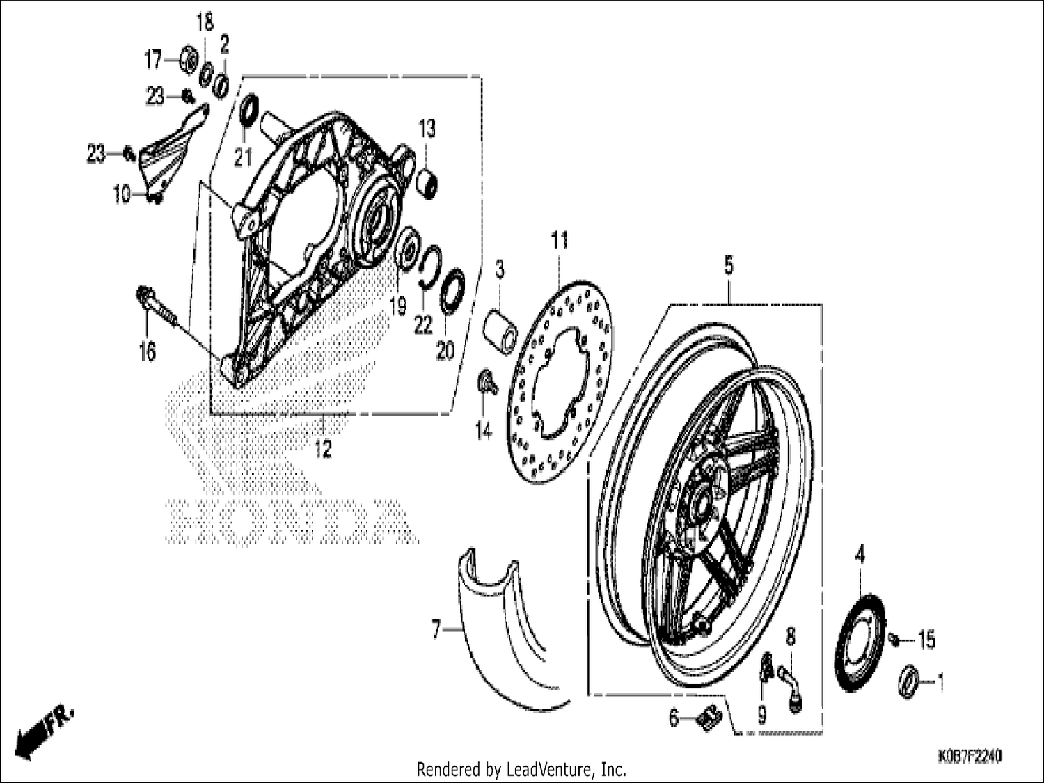  40 REAR WHEEL/SWINGARM