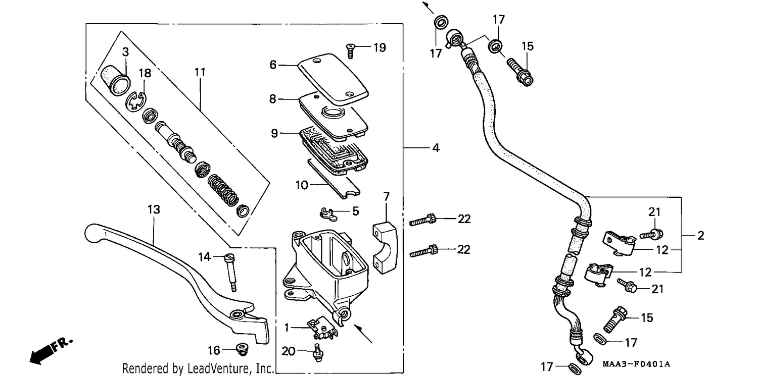 FR. BRAKE MASTER CYLINDER (VT1100CV/CW/C2)