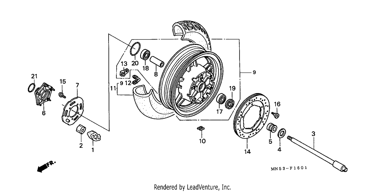 REAR WHEEL (GL1500L/AM/SEM/AN/SEN)