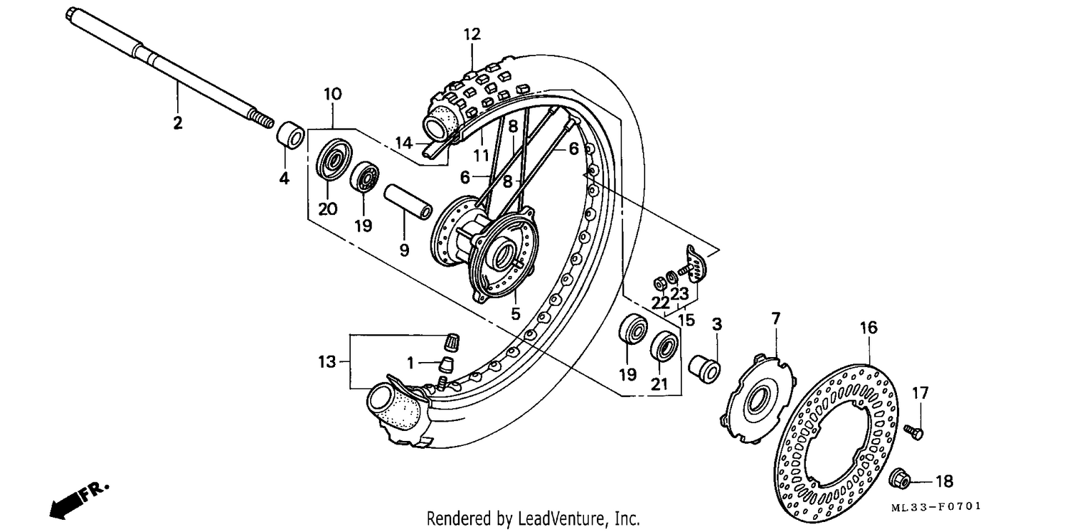 FRONT WHEEL (CR500RN/RP/RR)