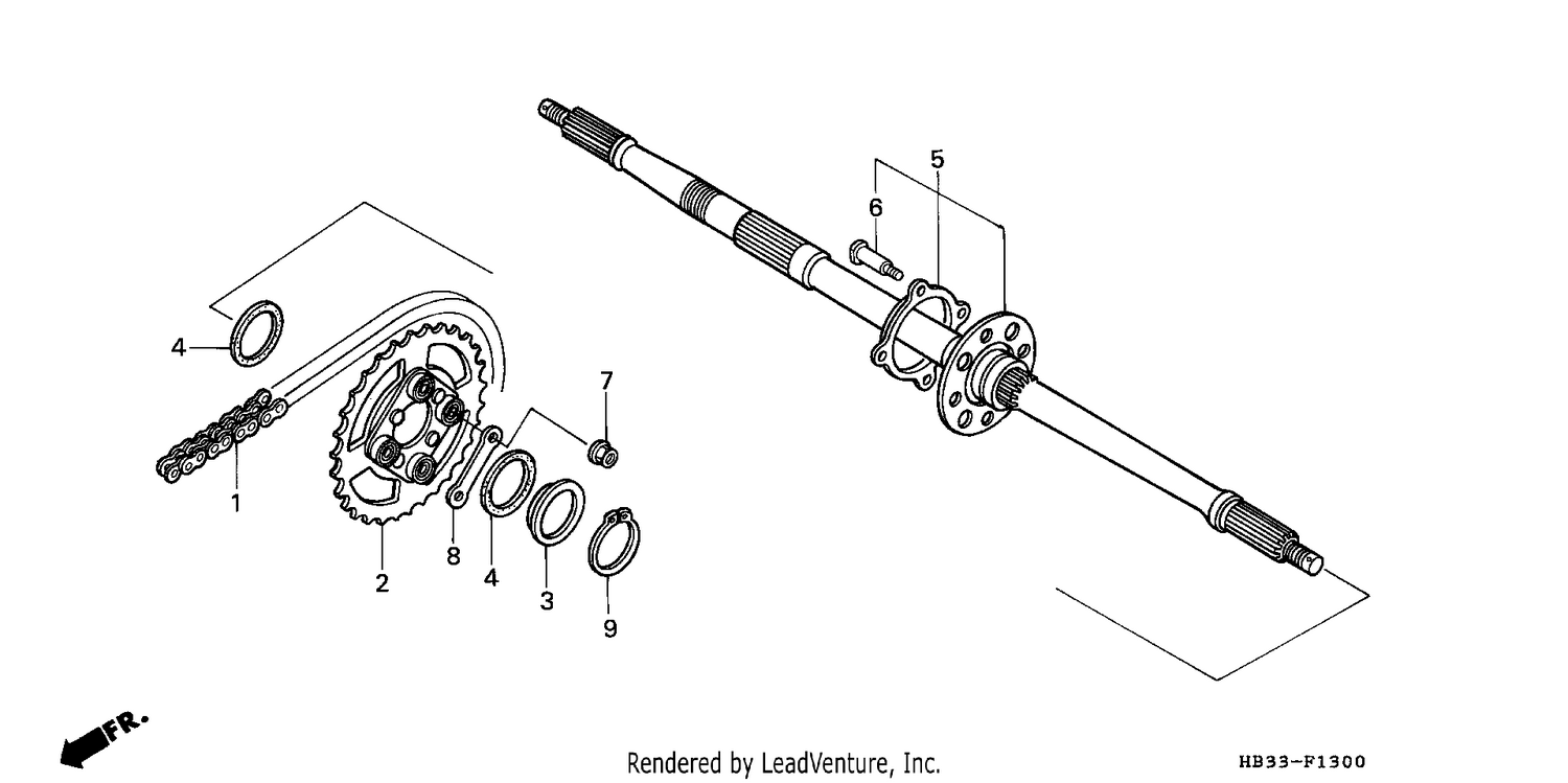REAR WHEEL AXLE/ DRIVE CHAIN