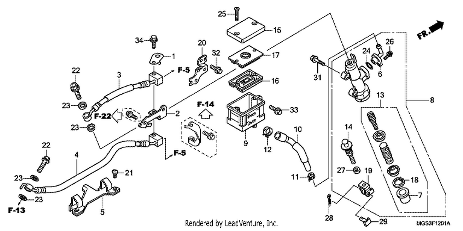  1 REAR BRAKE MASTER CYLINDER (NC700XA/XD)