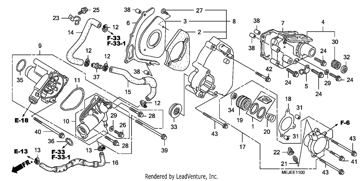 LEFT REAR COVER/WATER PUM P