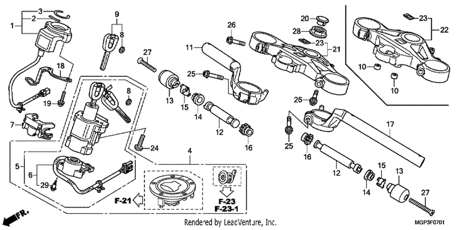  1 HANDLE PI PE/ TOP BRI DGE (CBR1000RRE/ RAE/ CBR1000S/ SA)