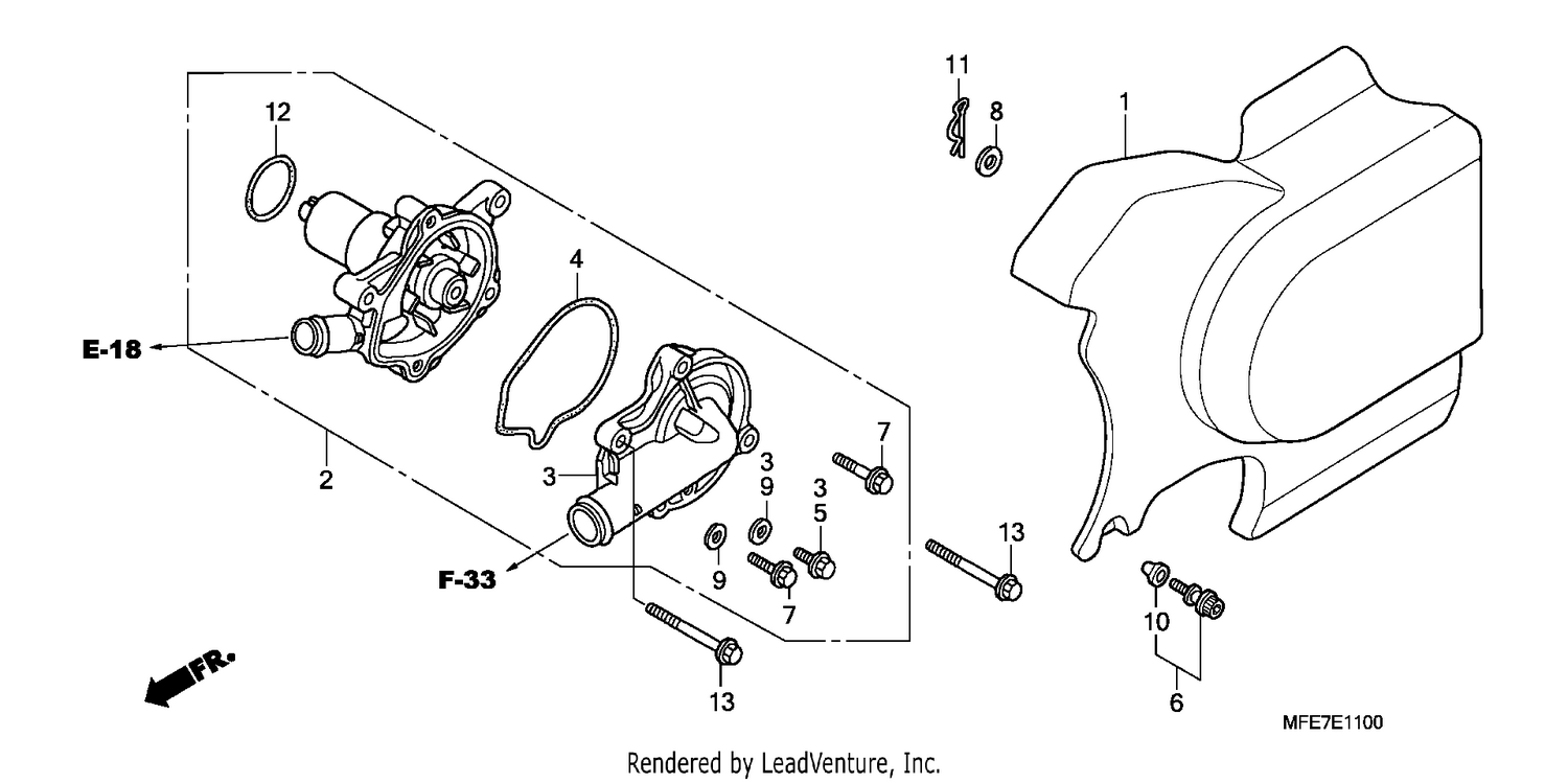 WATER PUMP/LEFT REAR COVE R
