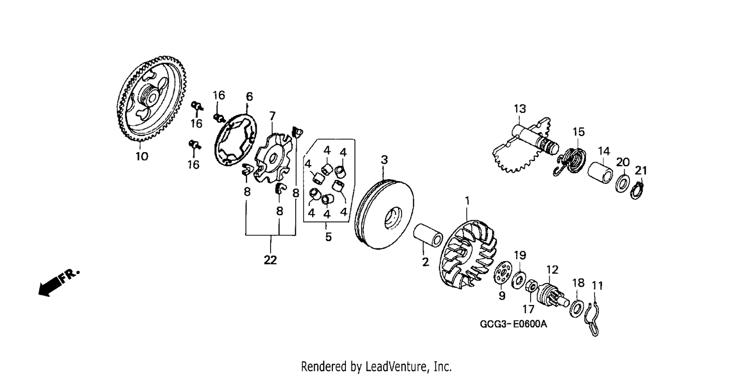 DRIVE FACE/ KICK STARTER SPINDLE