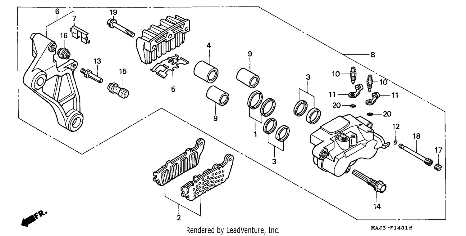 REAR BRAKE CALIPER (ST1100AT/AV/AW)