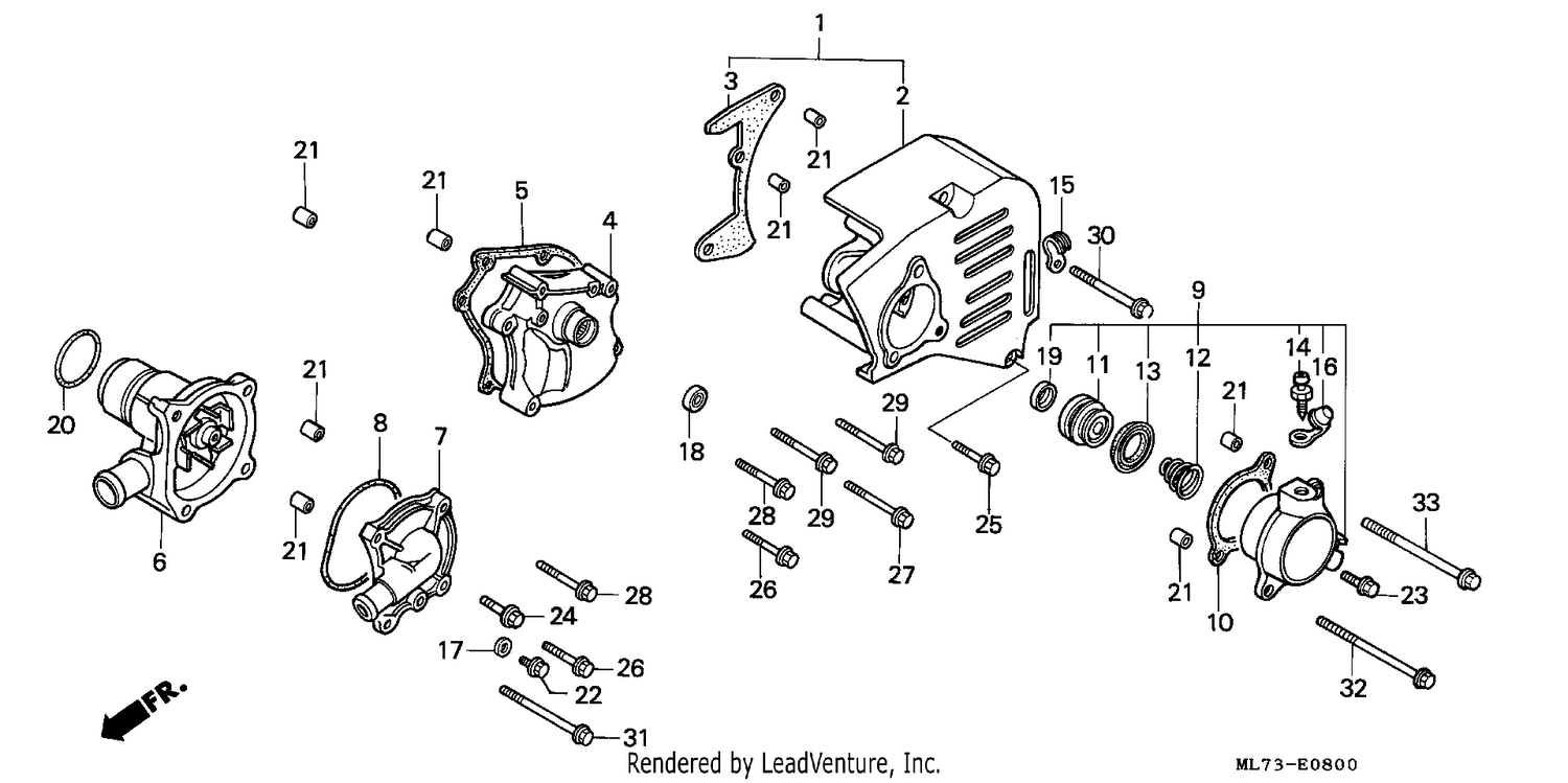 LEFT COVER/WATER PUMP