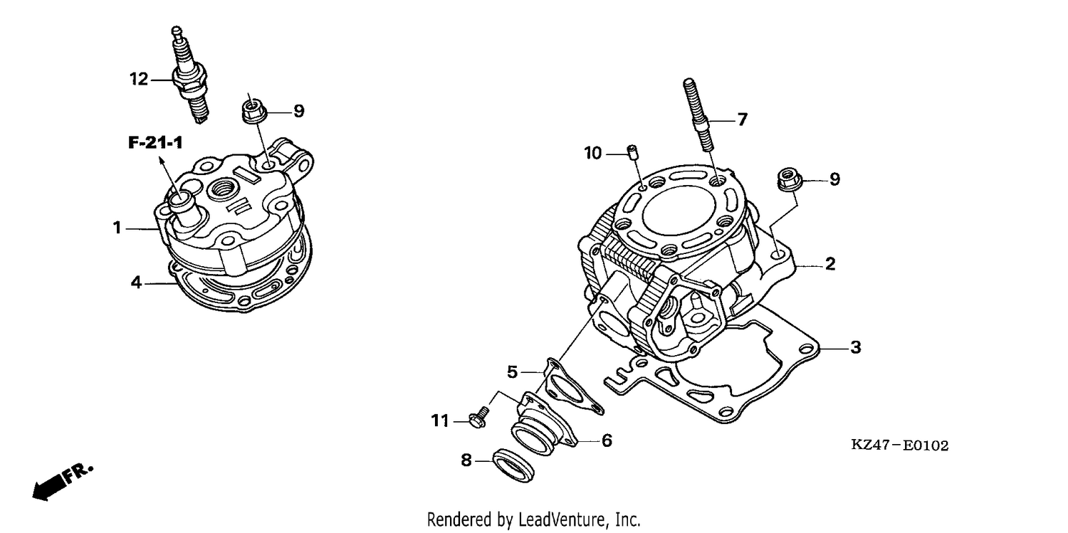 CYLINDER/CYLINDER HEAD (CR125R5-7)
