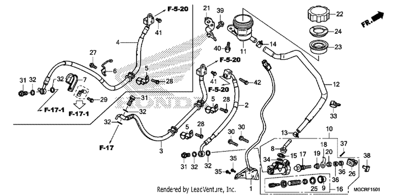  1 RR. BRAKE MASTER CYLINDER (CB1100CA/CAD/NA/NAD)
